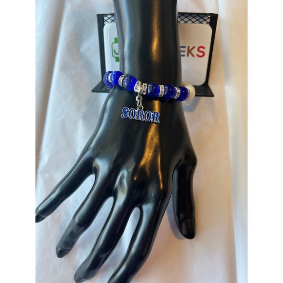 Zeta Phi Beta Bling Natural Agate Soror Charm Bracelet - Picture 11 of 11